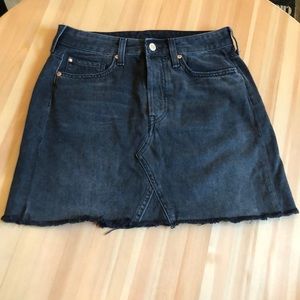 H&M distressed black denim skirt